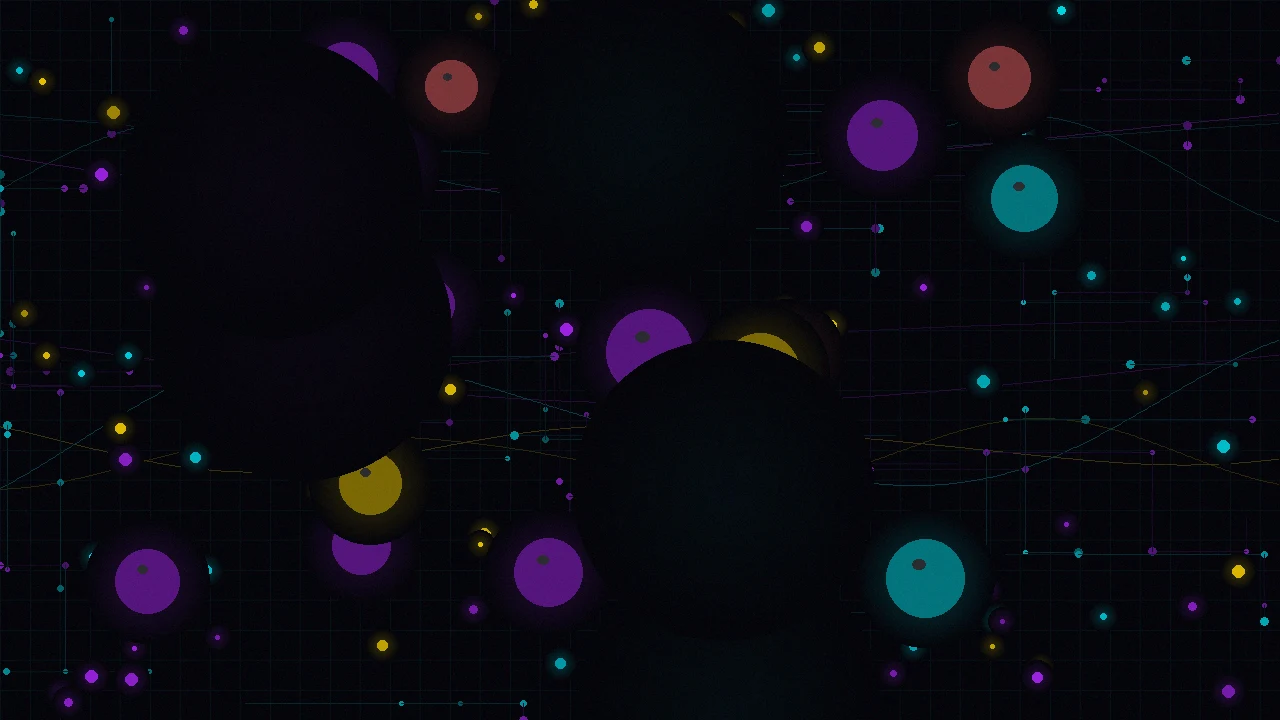 500彩票量子彩境数据演算平台首屏背景——量子计算机内部数据流穿梭节点网络